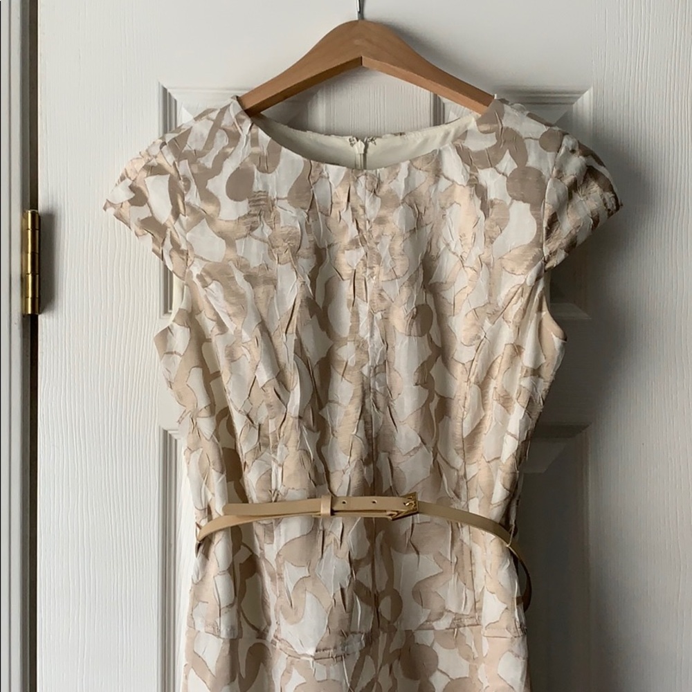 Anne Klein Gold and Cream belted dress